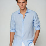 Eszter | Elegantna svijetloplava lanena košulja