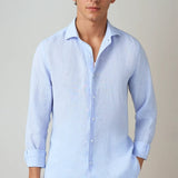 Eszter | Elegantna svijetloplava lanena košulja