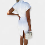 Elegantna midi haljina s kratkim rukavima